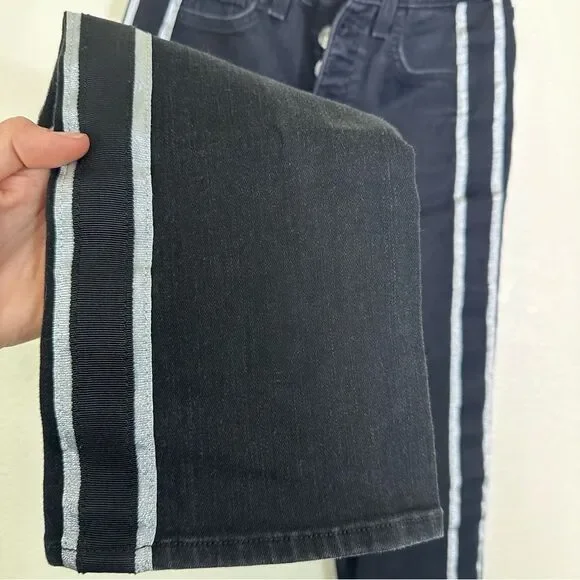 Veronica Beard Carolyn 10” Baby Boot Cropped Jeans Tux Stripes Size 24 in Raven - Picture 8 of 10